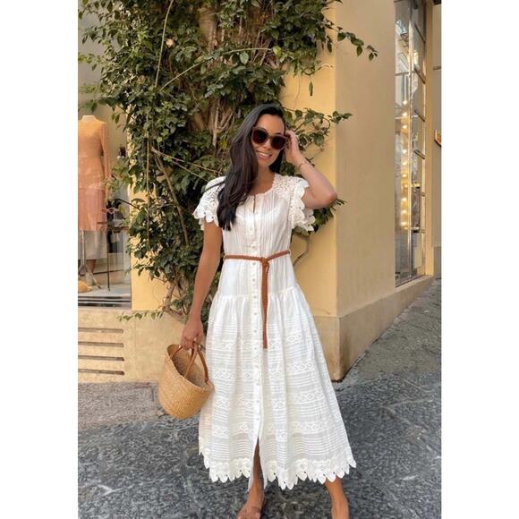 Zimmermann Dress Womens Size 0 US 4 Maxi Lace Aliane Ivory Crochet Slip No belt